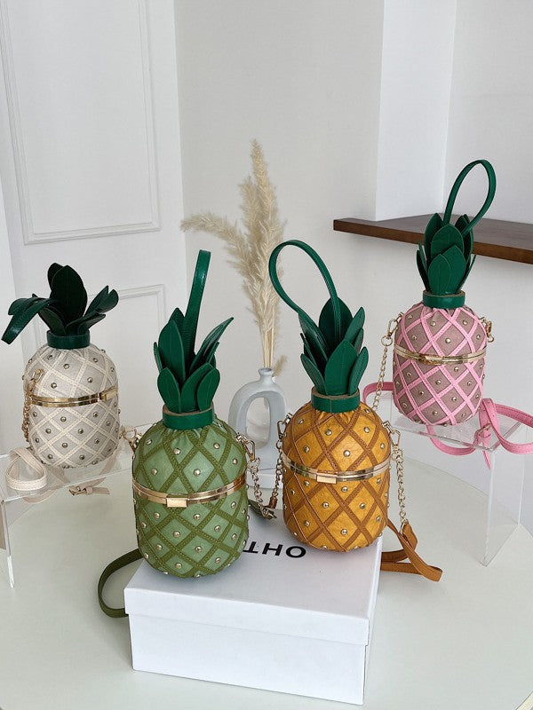 Sac bandoulière en forme d'ananas avec détail de chaîne