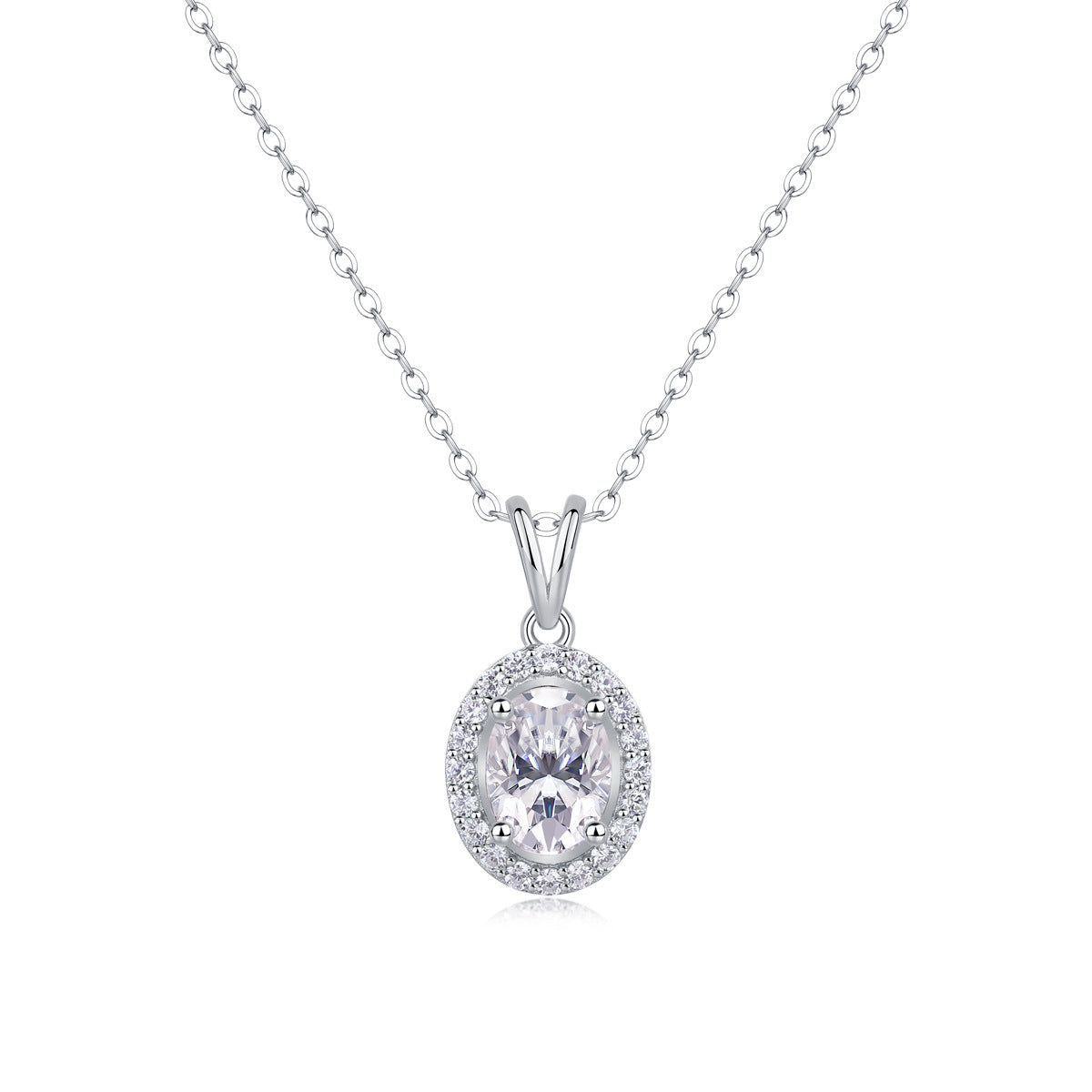 Collier pendentif géométrique en moissanite et argent sterling
