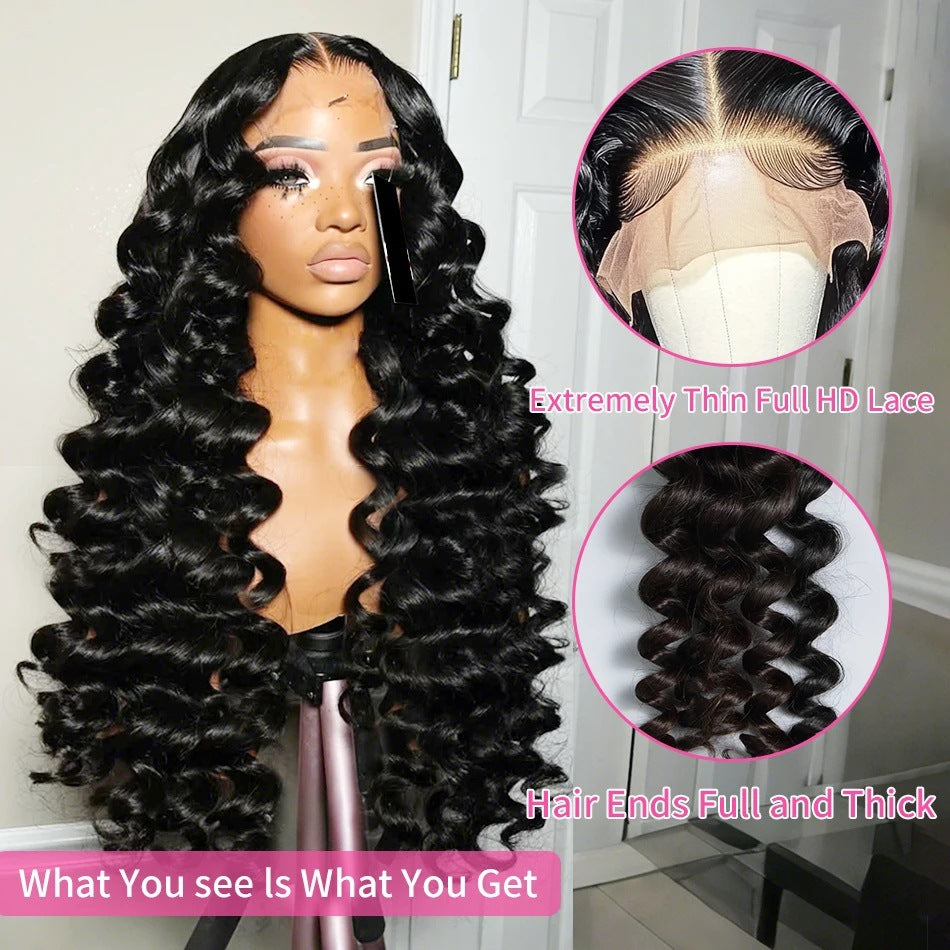 Perruques en cheveux humains bresiliens a dentelle frontale 13X6 avec vagues profondes laches