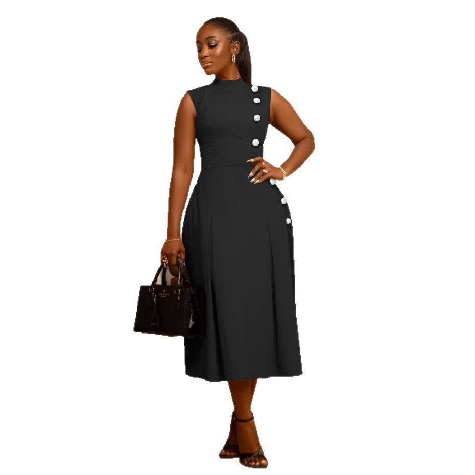 Robe sans manches élégante à taille cintrée