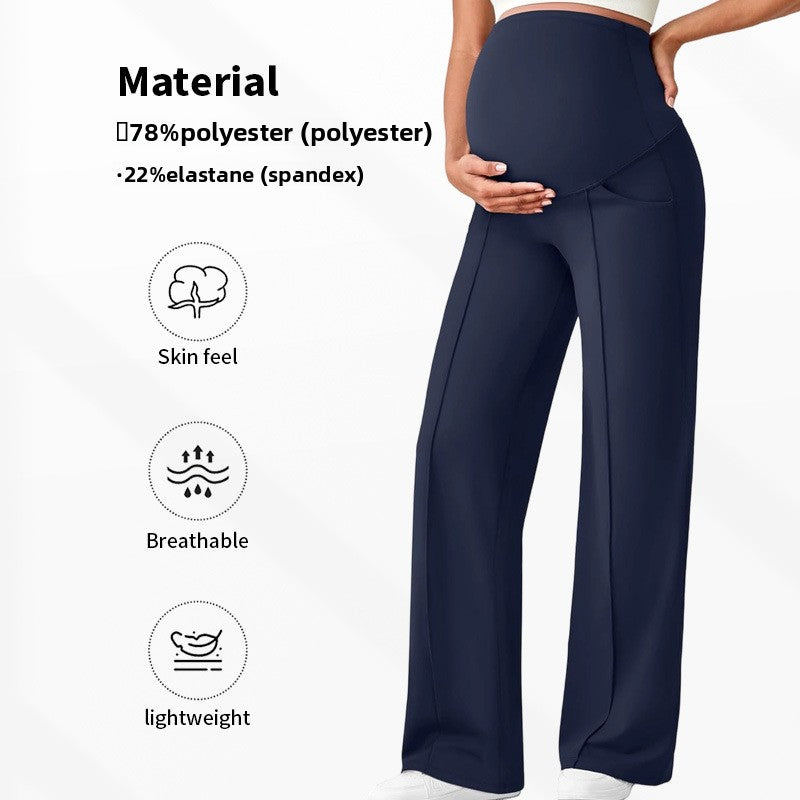 Pantalon de maternité taille haute à jambes larges