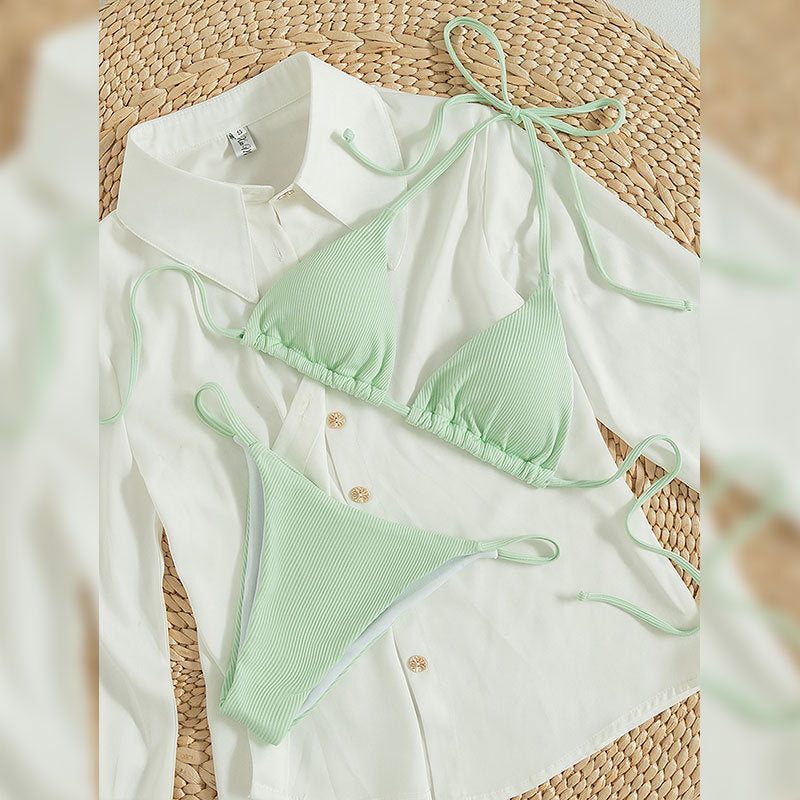 Maillot de bain bikini à lacets pour femmes
