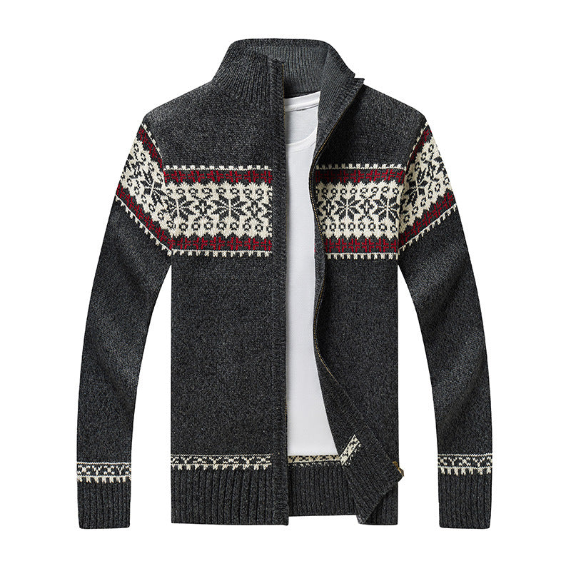 Cardigan zippé homme à col montant tricoté
