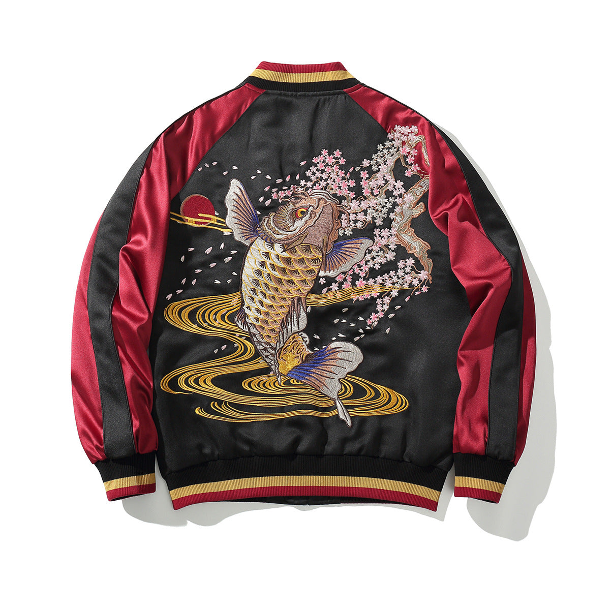 Veste à broderie de poissons Koi style chinois