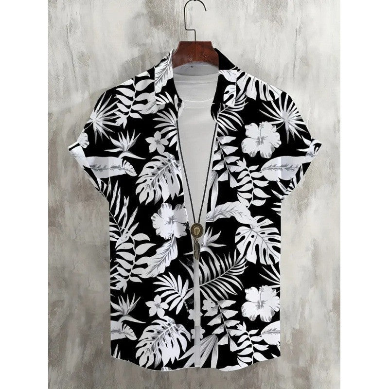 Chemise Homme Imprimée à Manches Courtes et Coupe Large
