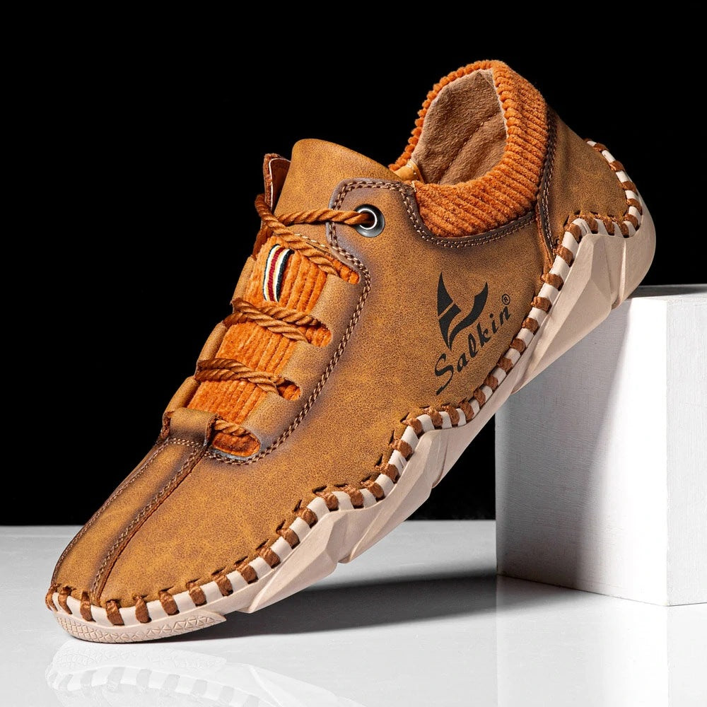 Chaussures décontractées en cuir à lacets pour hommes