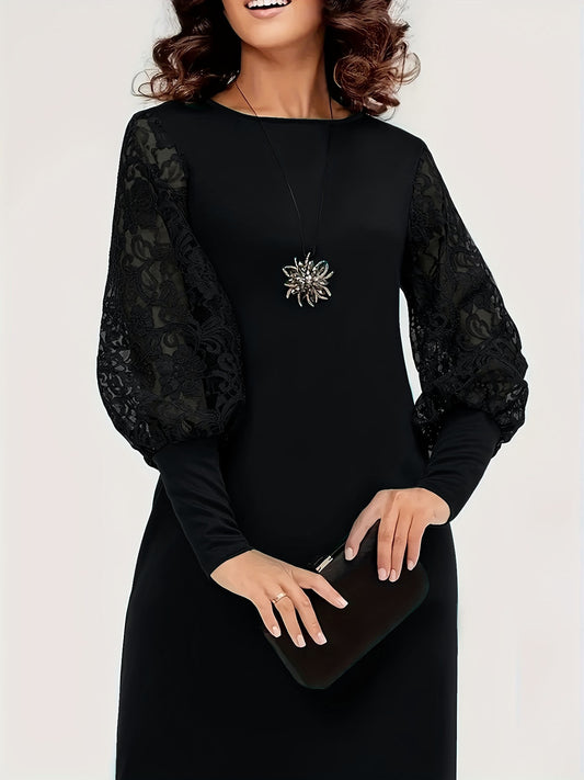 Robe élégante à manches en dentelle et style lanterne
