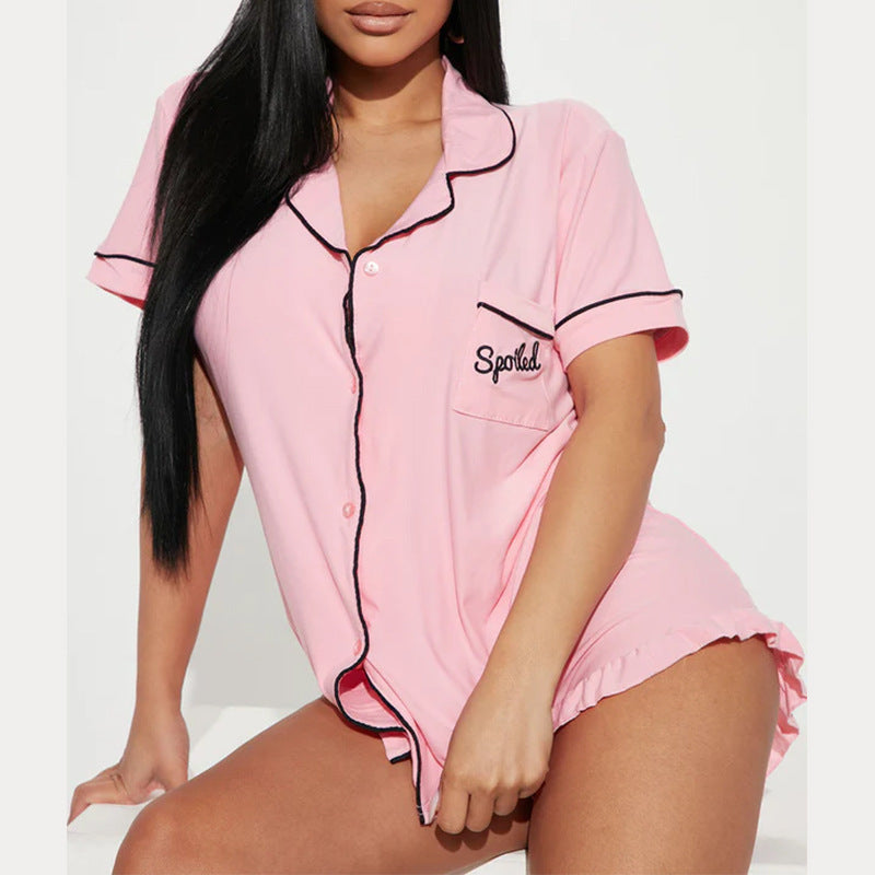 Ensemble pyjama décontracté pour femmes à manches courtes