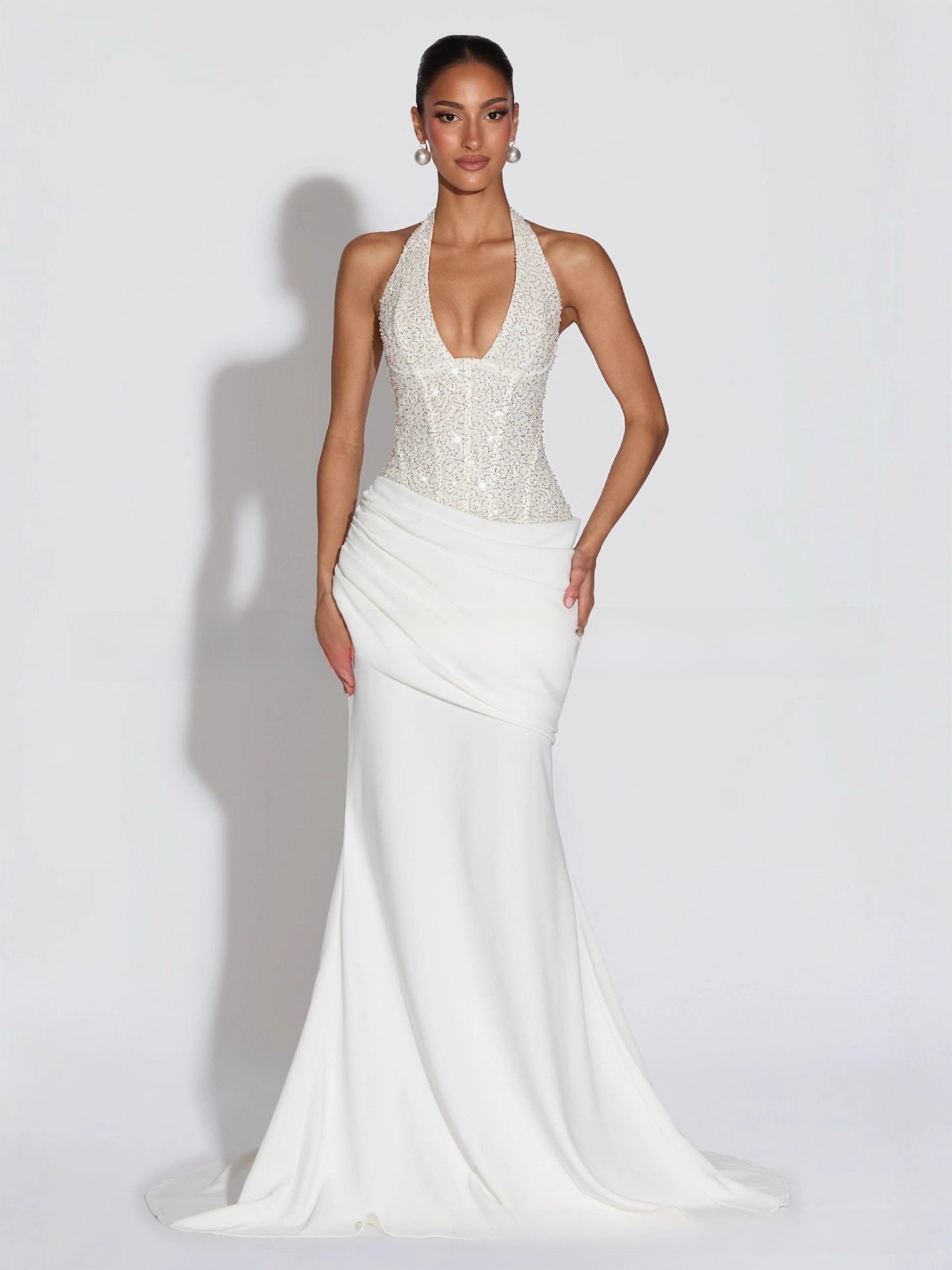 Robe de soirée sirène à col halter pour femmes