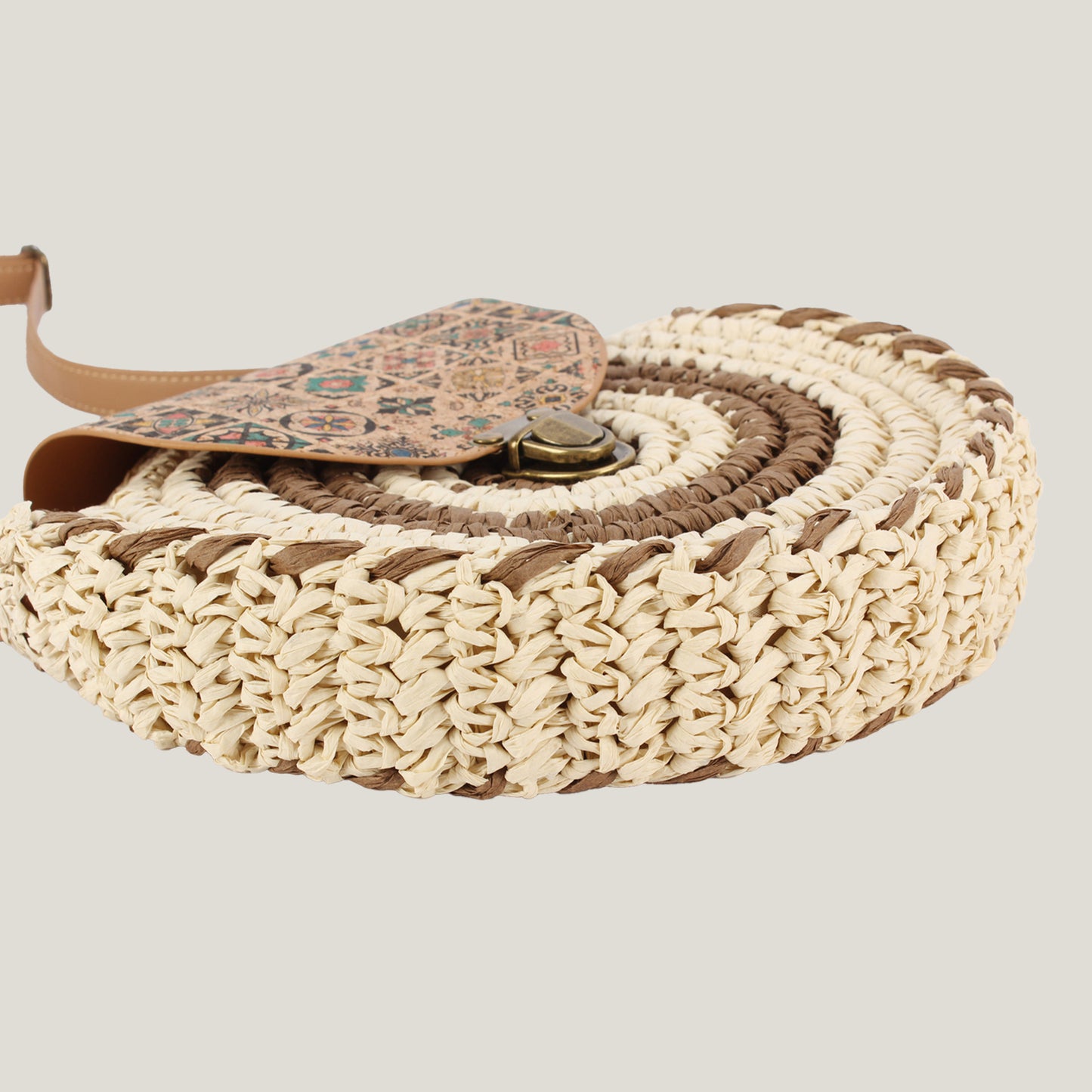Sac bandoulière rond bohème tissé