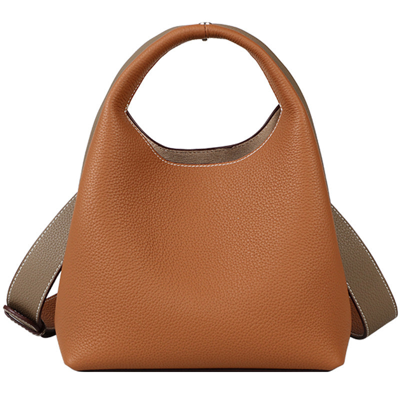 Sac à main seau en cuir véritable pour femme
