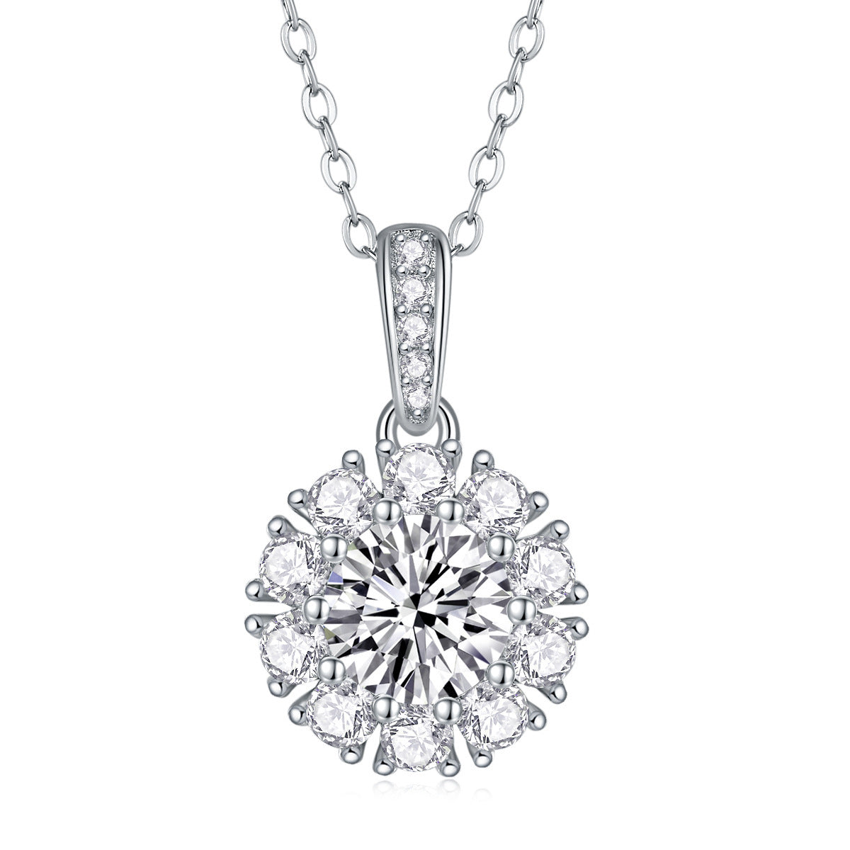 Collier pendentif géométrique en moissanite et argent sterling