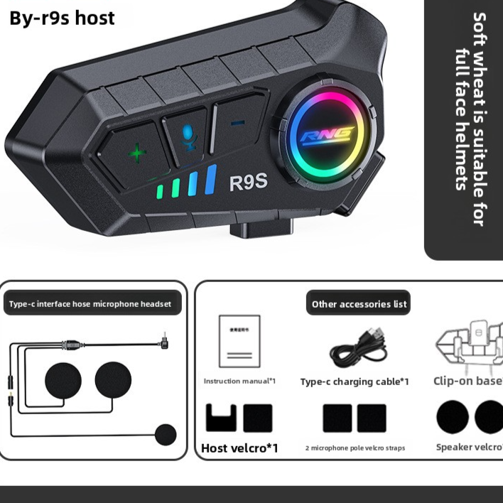Écouteurs Bluetooth pour casque de moto avec éclairage RGB