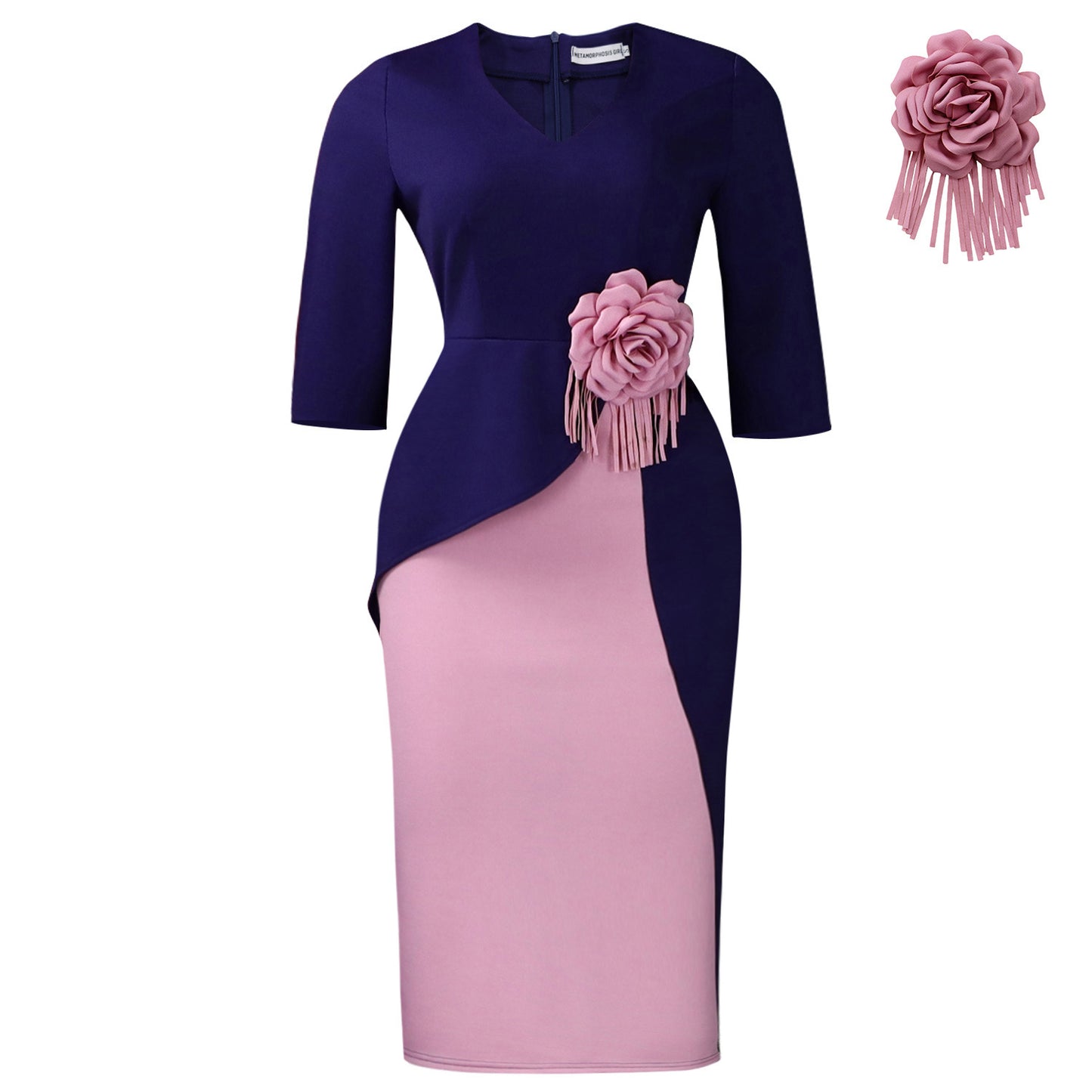 Robe élégante à fleurs plissée à manches courtes