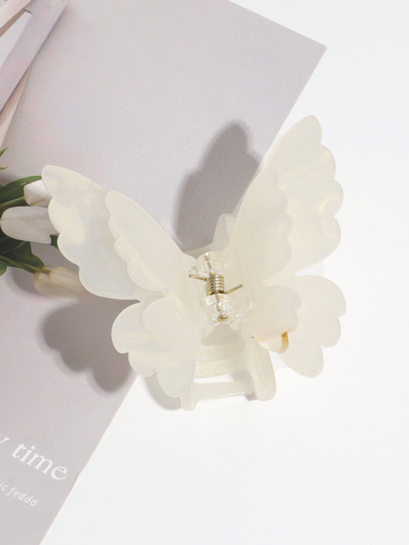 Pince a cheveux papillon double couche a degrade nacre