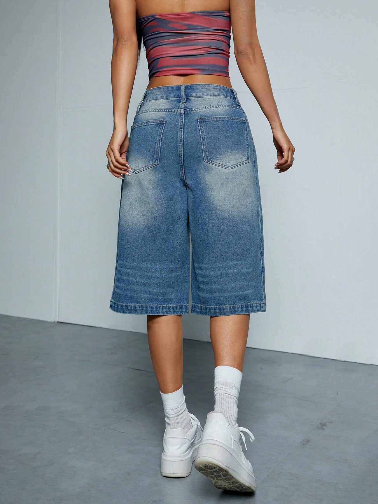 Short en jean à jambes droites