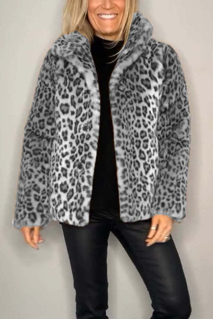 Manteau mi-long en peluche à imprimé léopard style western tendance automne/hiver