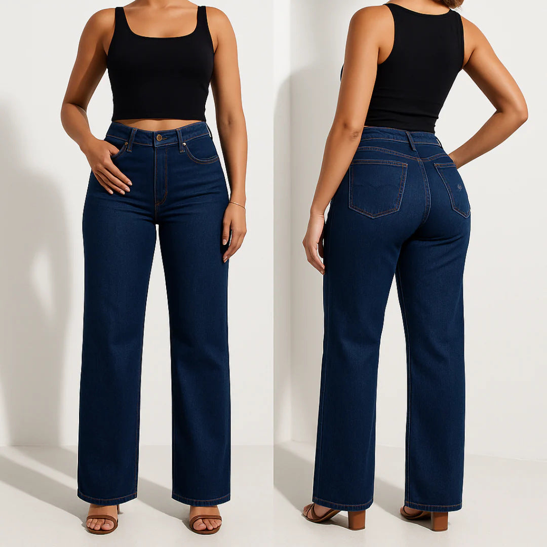 Pantalon en jean droit rétro pour femmes