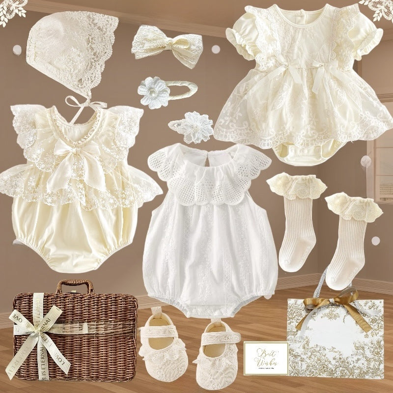 Ensemble robe en dentelle pour bébé fille avec accessoires