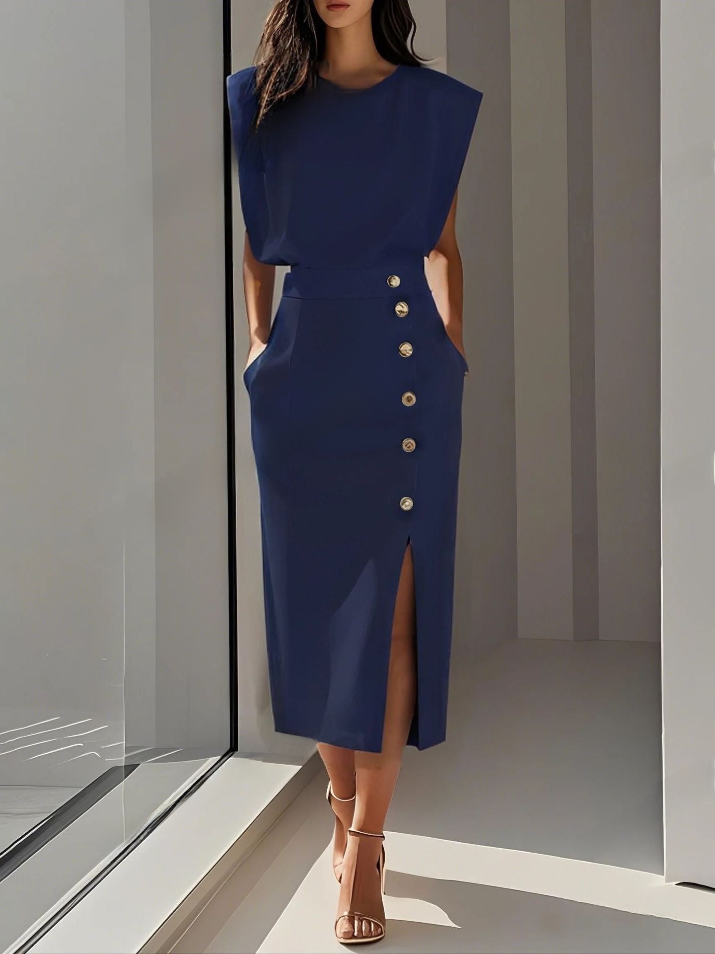 Robe d'été unie pour femmes