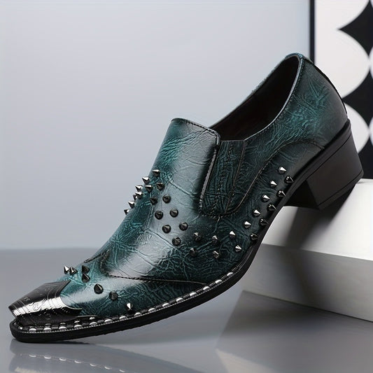 Chaussures Oxford « brogues » en cuir pour homme, style britannique vintage, ornées de rivets métalliques