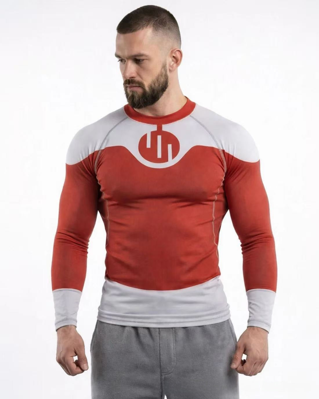 T-shirt à manches longues à séchage rapide avec imprimé géométrique