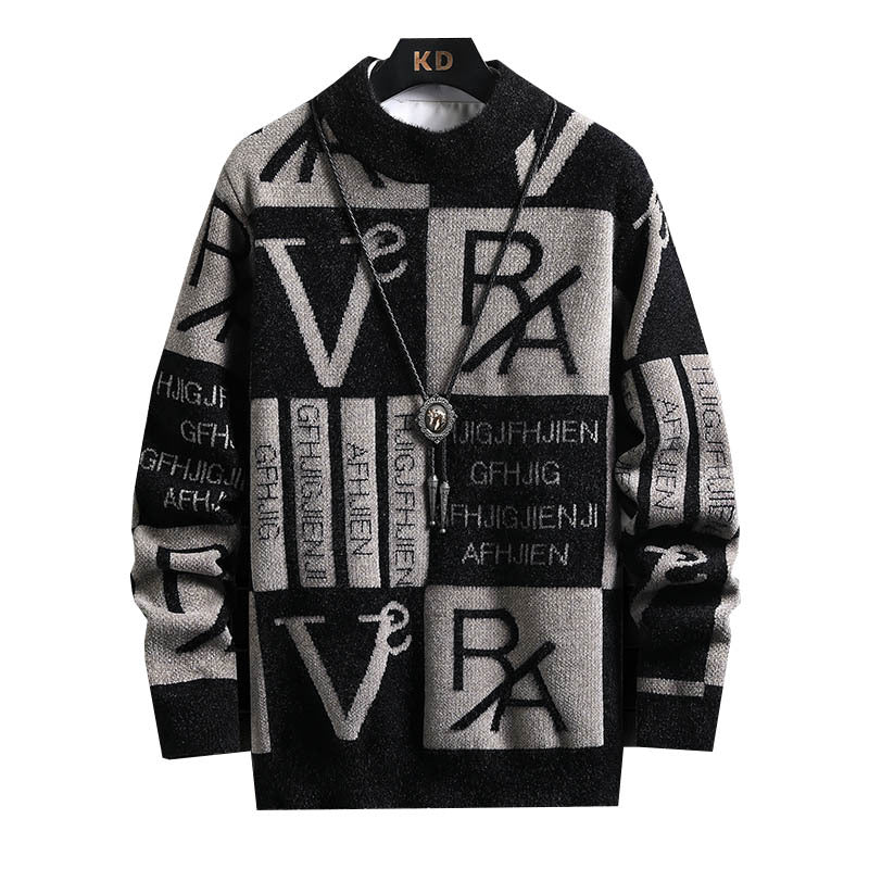 Pull en tricot pour hommes à rayures avec couleurs contrastantes