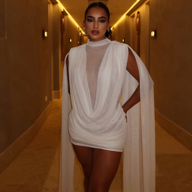 Robe moulante pour femmes en mesh assemblé