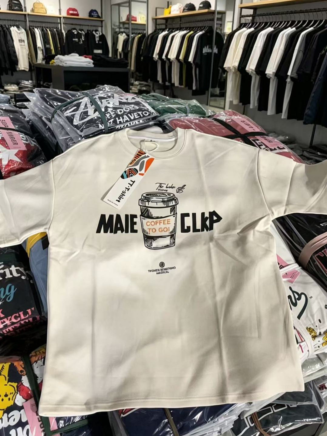 T-shirt à col rond en coton épais