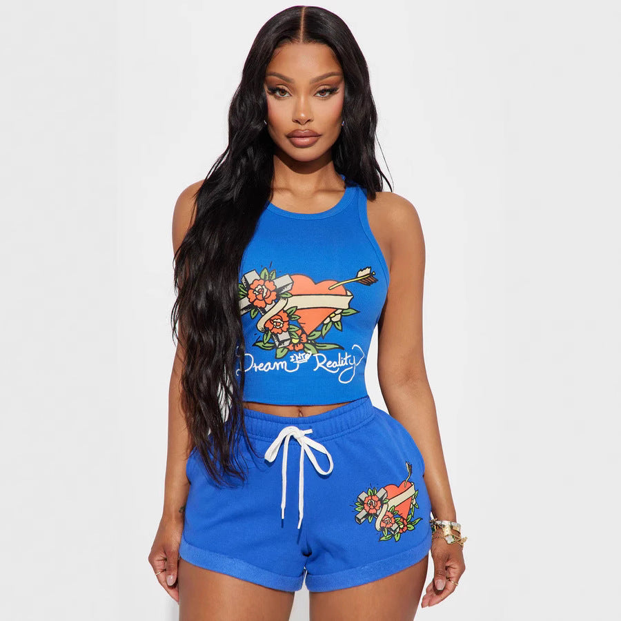 Ensemble gilet et short imprimés
