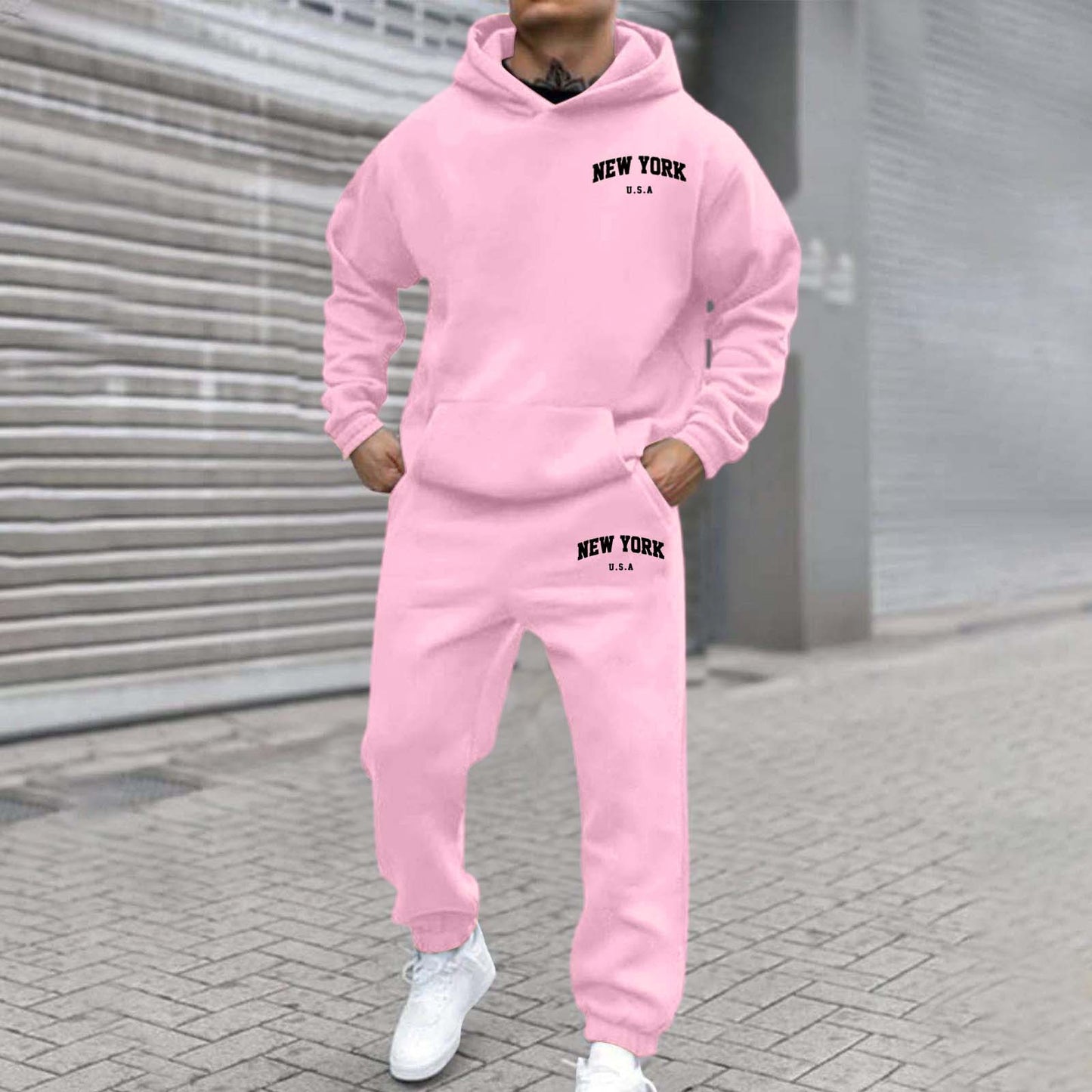 Habit :Sweat-shirt a capuche imprime en velours et pantalon de survetement