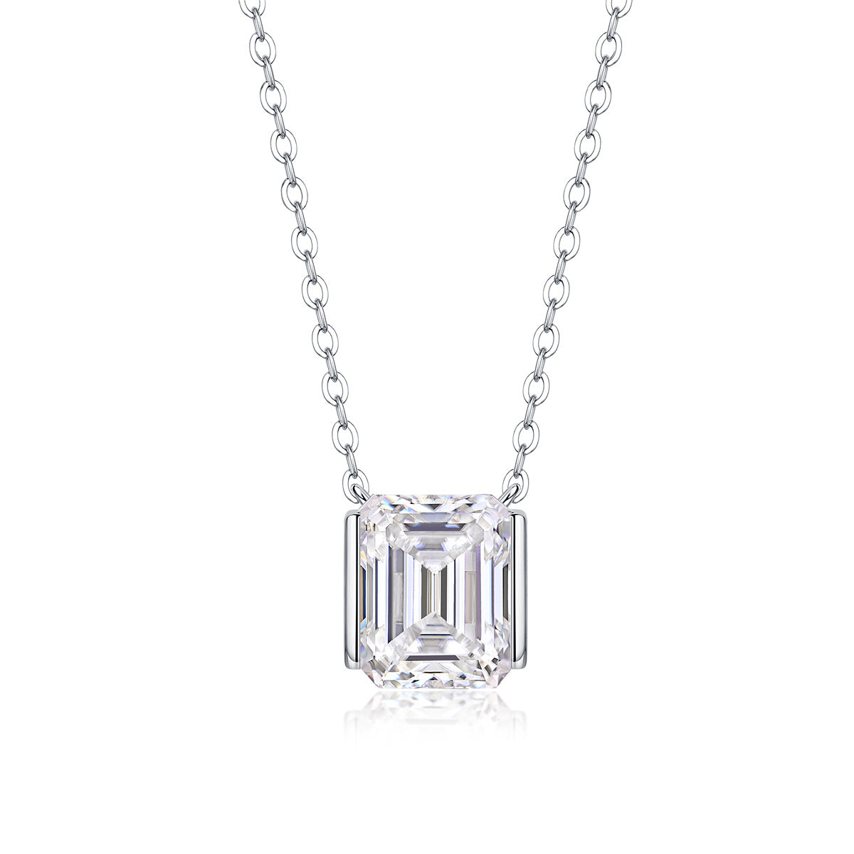 Collier pendentif géométrique en moissanite et argent sterling