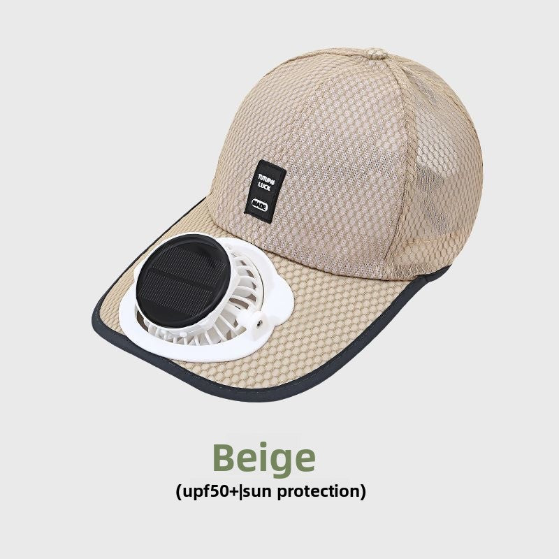 Casquette de baseball à ventilateur solaire avec maille respirante