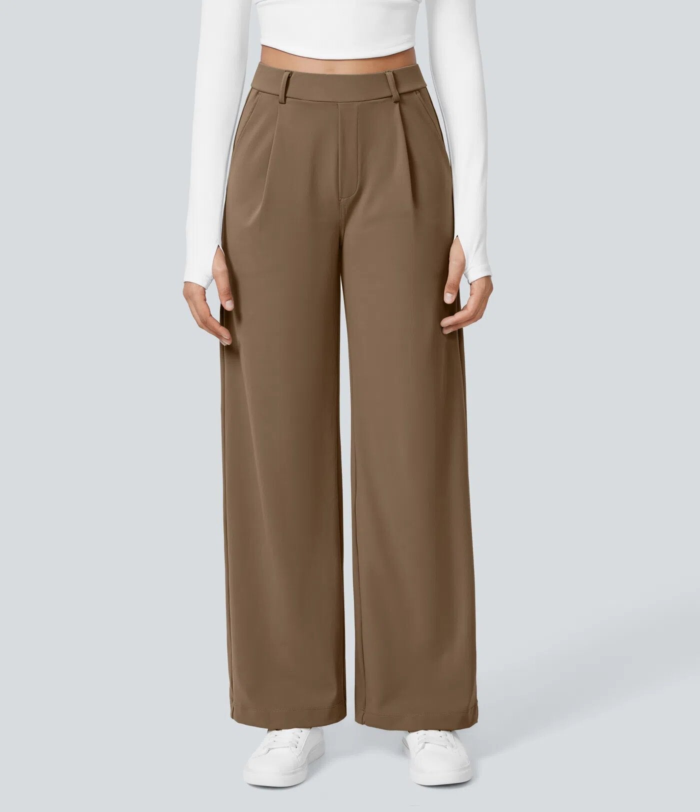 Pantalon droit taille haute pour femmes