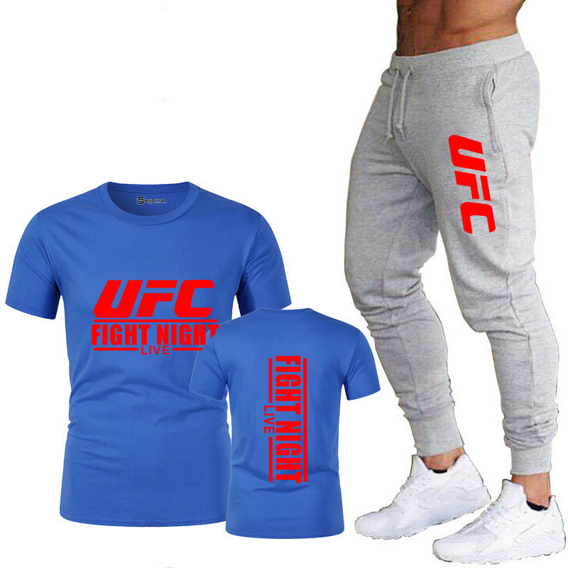 Ensemble de vêtements de sport pour hommes comprenant un t-shirt en coton et un pantalon