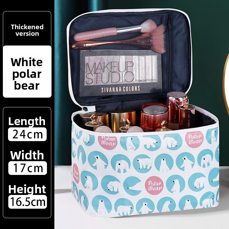 Nouvellement amélioré sac cosmétique extra-large portable 2021 nouveau produit de soins de la peau sac de cosmétiques voyage sac en tissu imperméable renforcé pour femmes