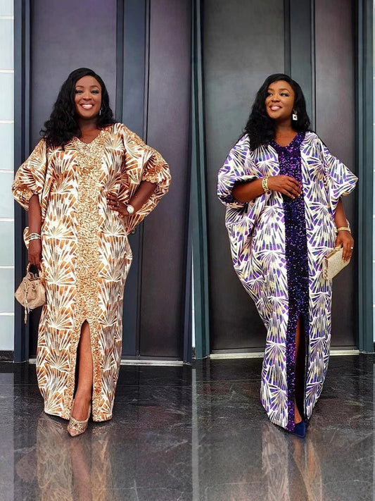 Habit :Robe patchwork à sequins et col en V