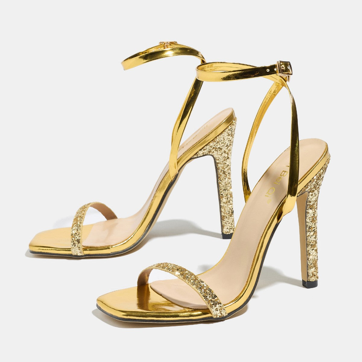 Chaussures :Sandales à talons aiguilles pailletées à bout carré pour femmes