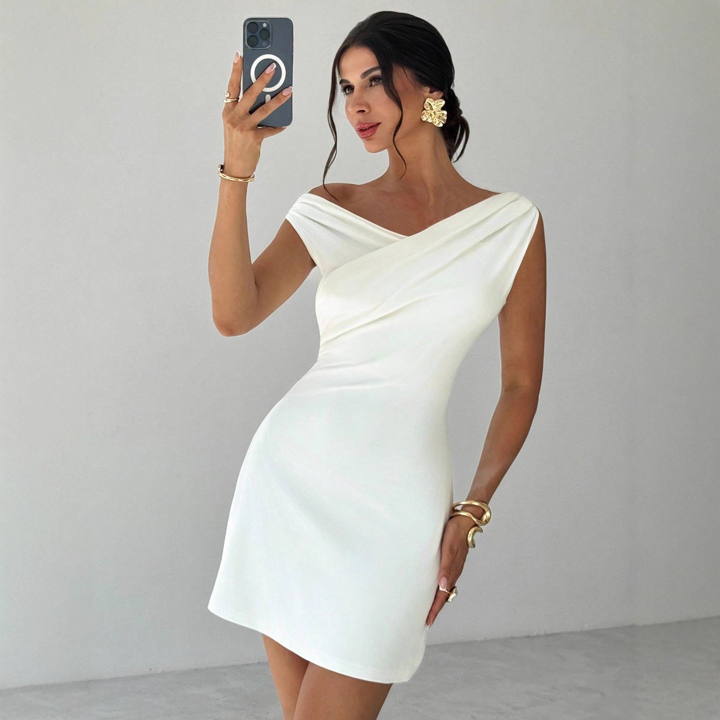 Robe sans manches à double couche en tricot