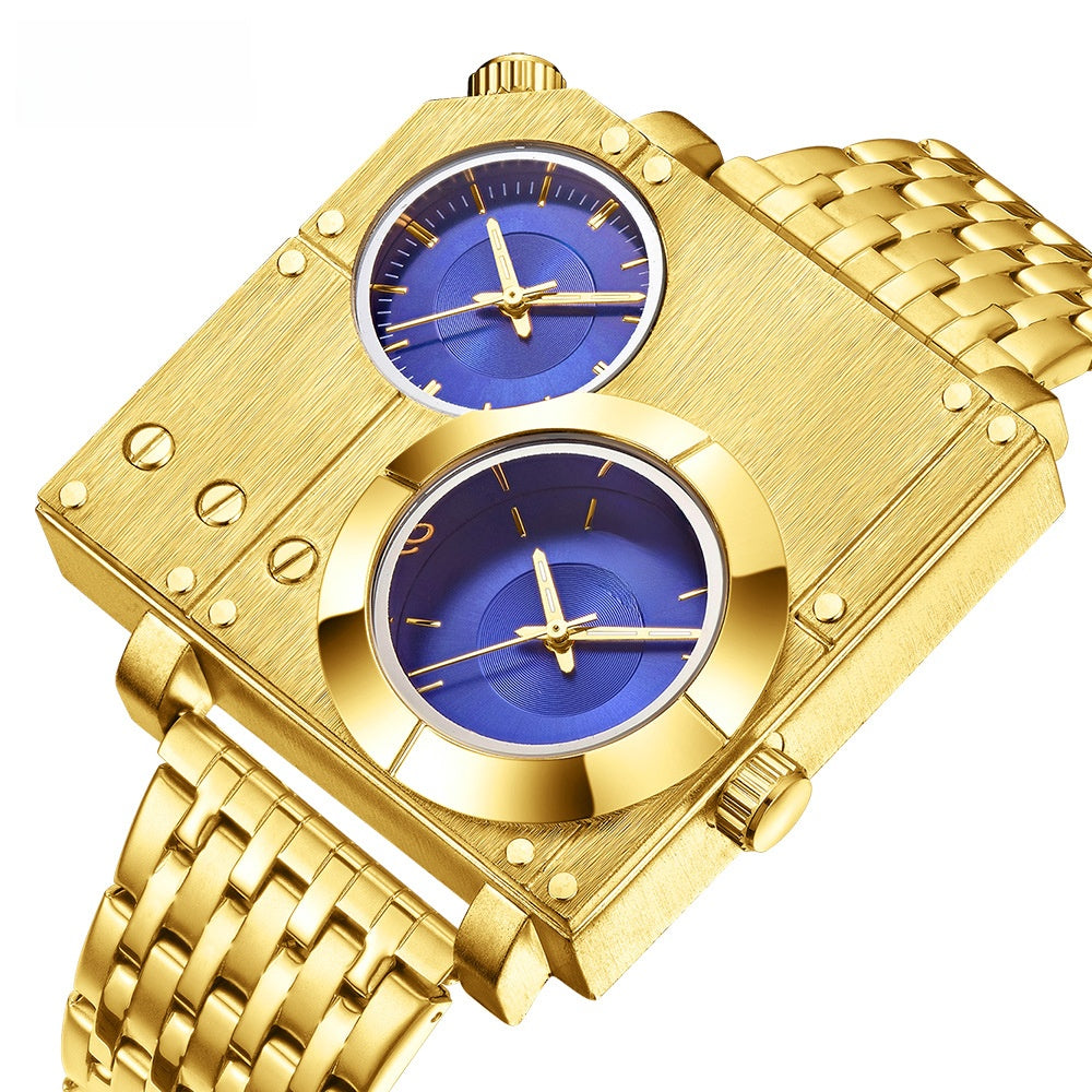 Montre pour hommes de style punk étanche à quartz avec bracelet en acier inoxydable