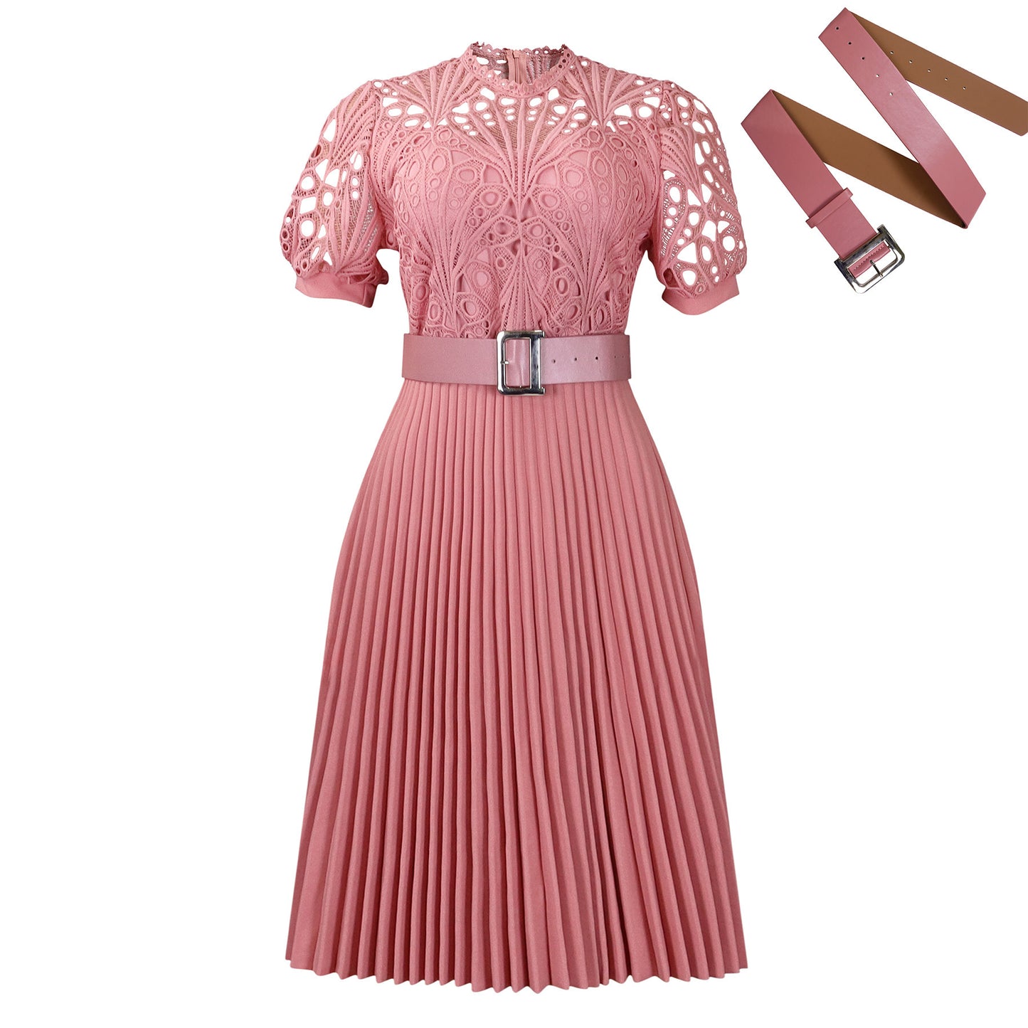 Robe à capuche plissée en dentelle pour femmes