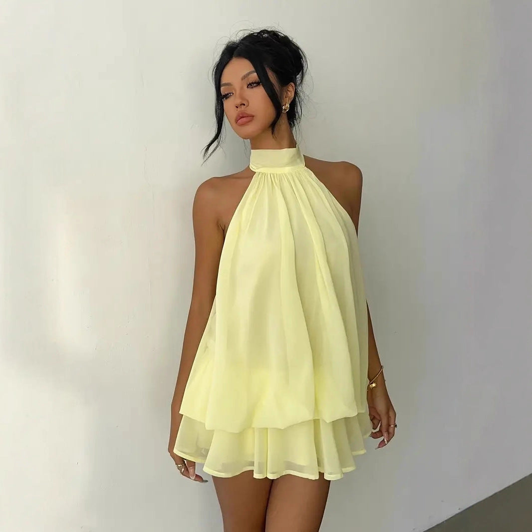 Robe femme à encolure américaine, taille haute, coupe A