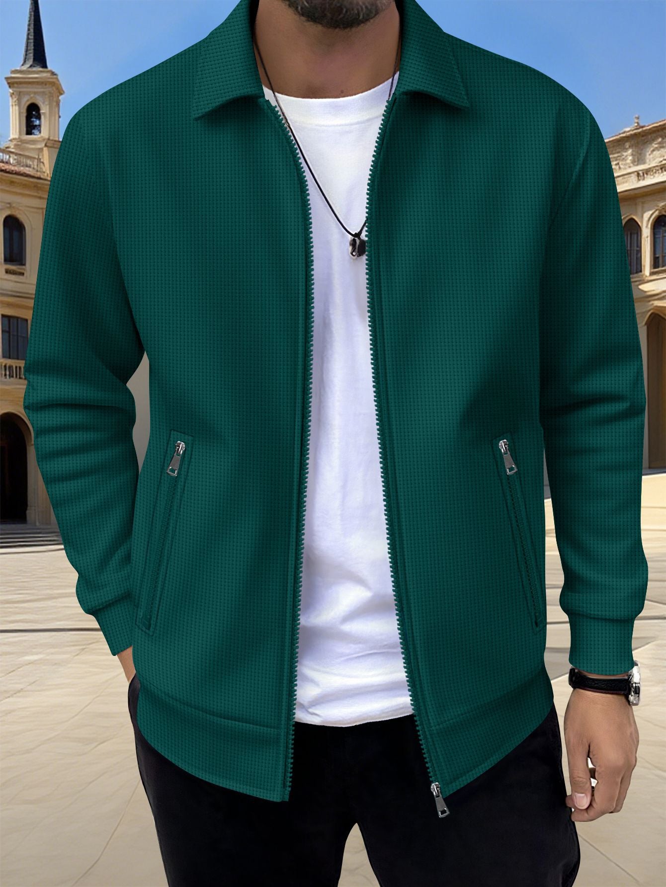 Veste décontractée pour homme avec fermeture éclair