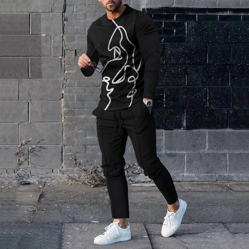 Ensemble pull et pantalon de survêtement décontracté pour homme, imprimé 3D