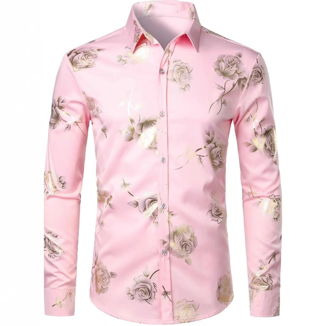 Chemise à manches longues pour homme à imprimé floral