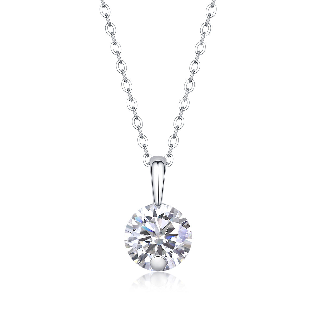 Collier pendentif géométrique en moissanite et argent sterling