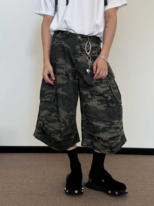 Pantalon court ample camouflage rétro américain