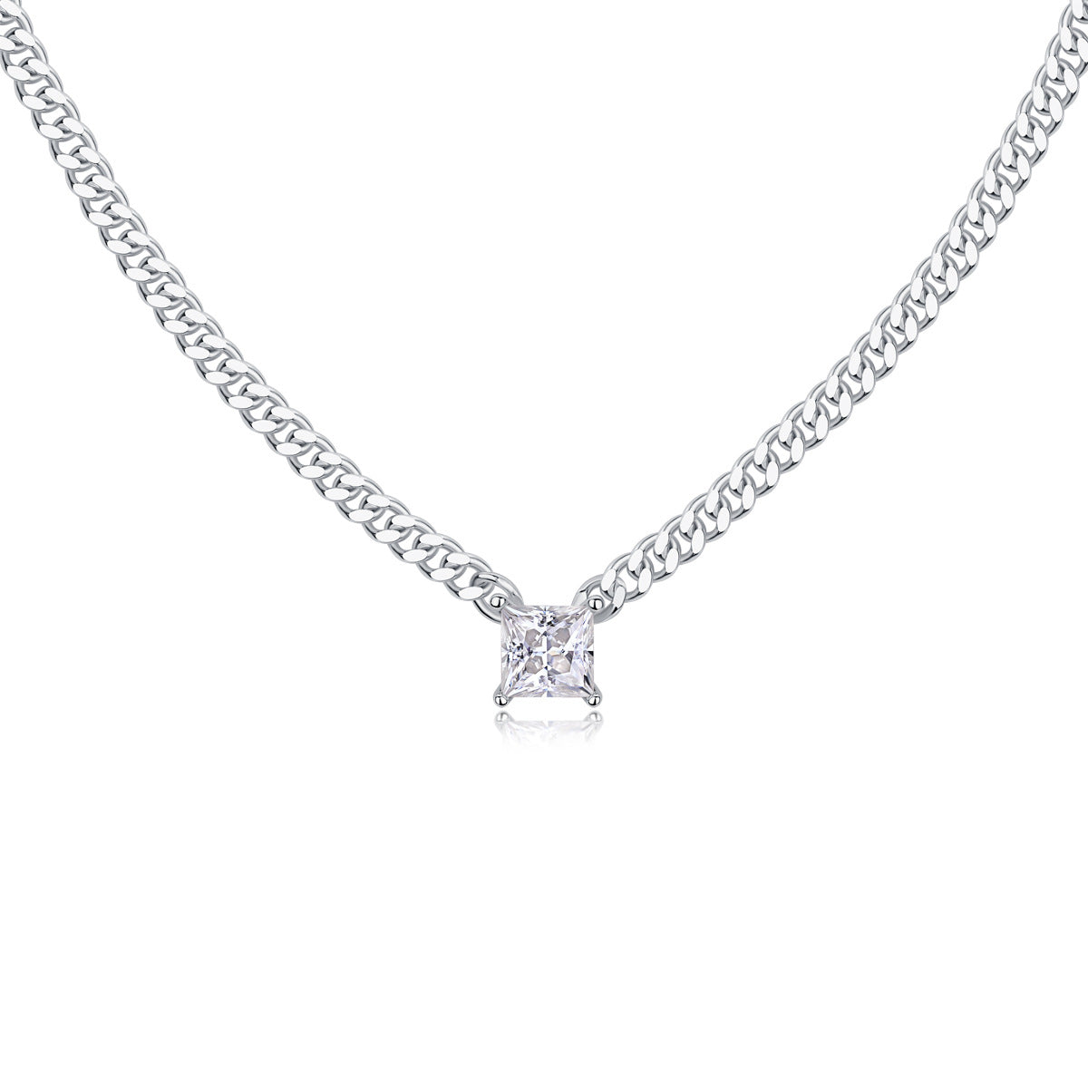 Collier pendentif géométrique en moissanite et argent sterling