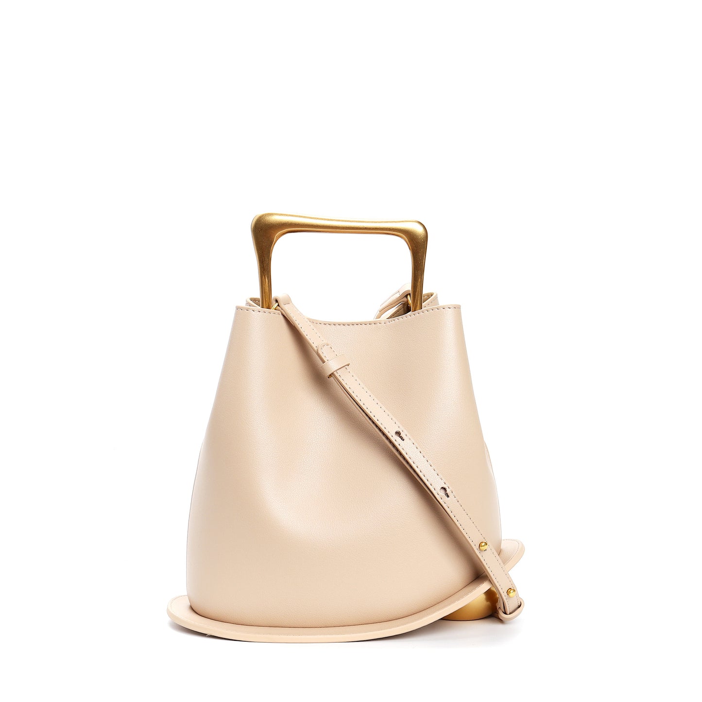Sac seau en cuir véritable avec bandoulière réglable