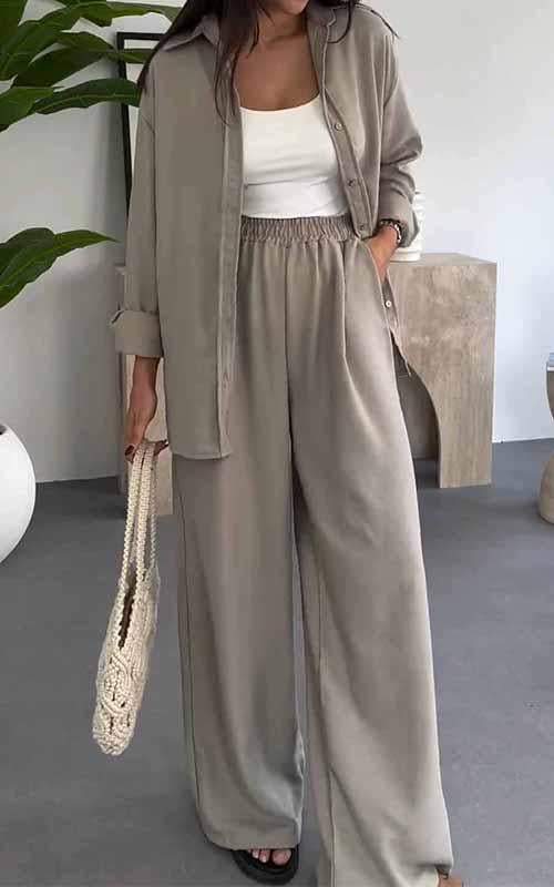 Ensemble deux pièces pour femmes avec pantalon large décontracté